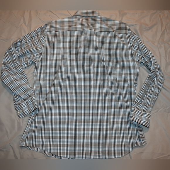 Apt 9 Men Blue Check Long Sleeve Slim Fit Shirt SZ 17 - Picture 4 of 5